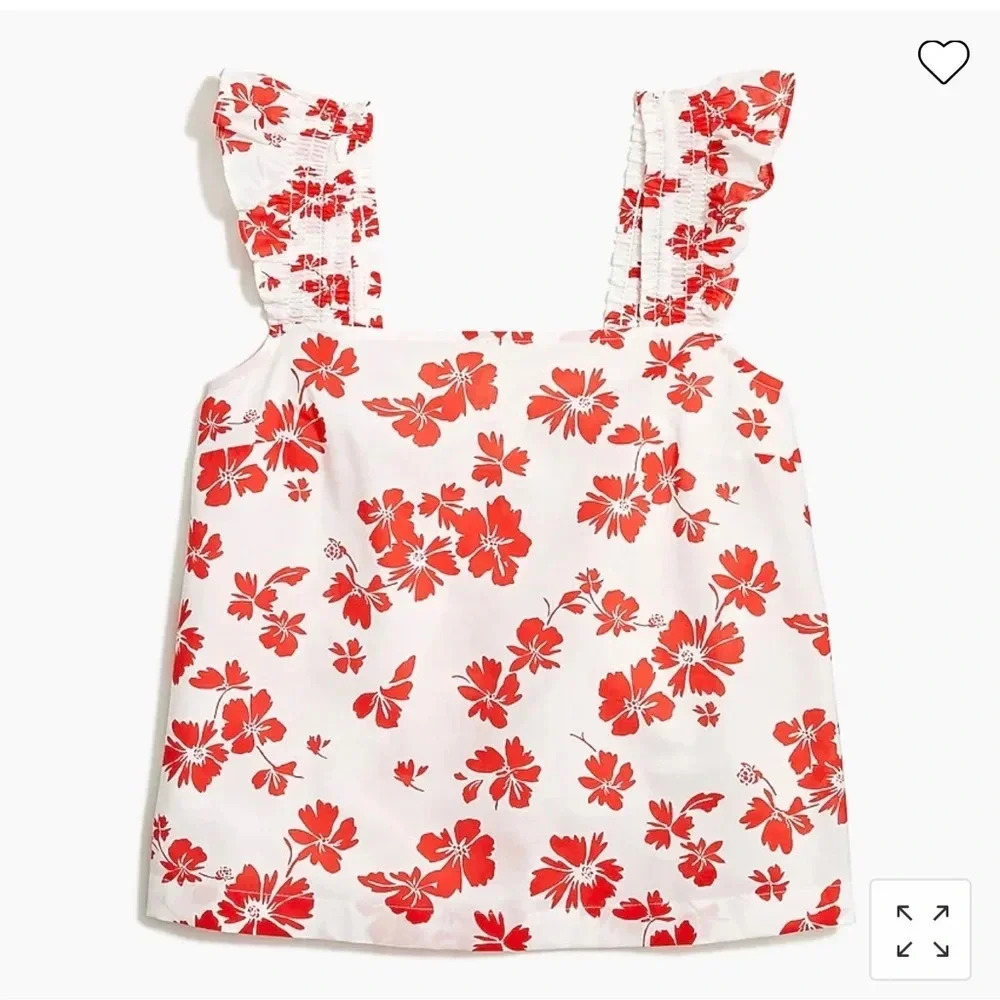 J.Crew Smocked ruffle-shoulder tank top - Picture 4 of 5